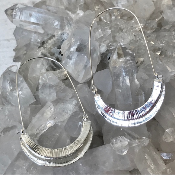 Anthro Myra Silver Hoop Earrings - Picture 8 of 9